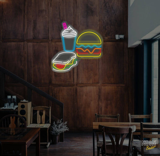 Combo Burger Neon Sign - NeonBazar