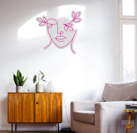 Girl Face Neon Sign - NeonBazar