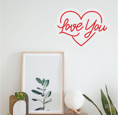 Heart & Love You Icon Neon Sign - NeonBazar