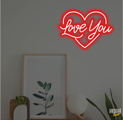 Heart & Love You Icon Neon Sign - NeonBazar
