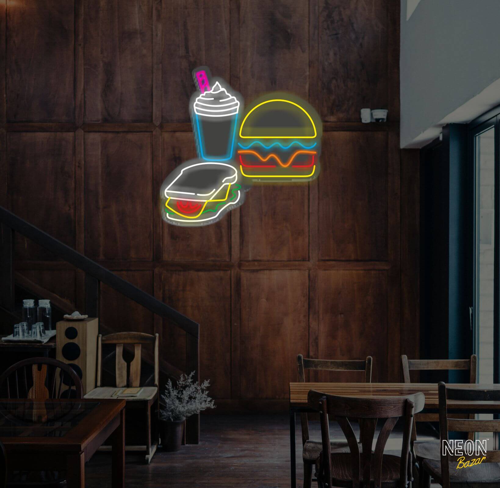 Combo Burger Neon Sign - NeonBazar