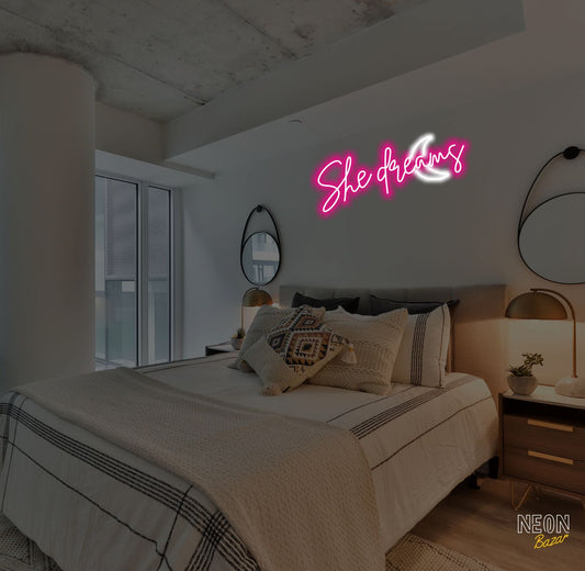 She Dreams Moon Neon Light Sign - NeonBazar