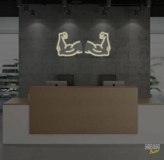 Two Arm Flexing Neon Sign Light